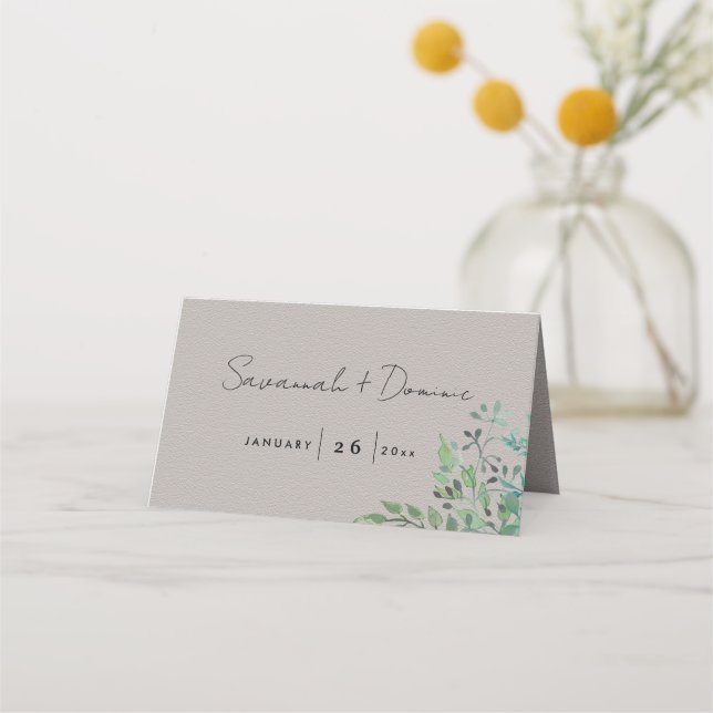 Rustic Forest Greenery Wedding  Place Card (Back)