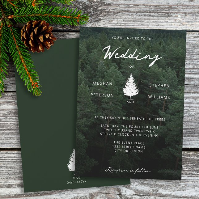Rustic Forest Landscape Pine Tree Woodland Wedding Invitation (Creator Uploaded)