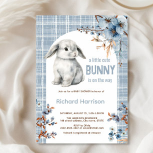 Rustic forest little bunny baby shower invitation