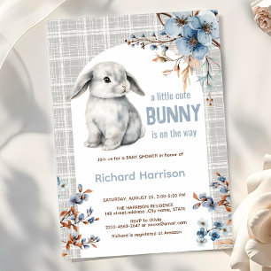 Rustic forest little bunny baby shower invitation