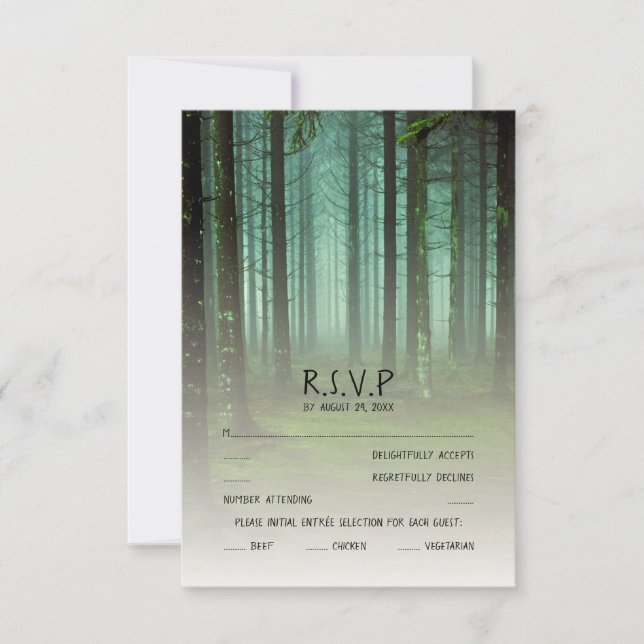 Rustic Forest Magical Woods Fall Country RSVP Card (Front)
