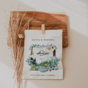 Rustic Forest Mountain   Camping Wedding Crest Favour Bag