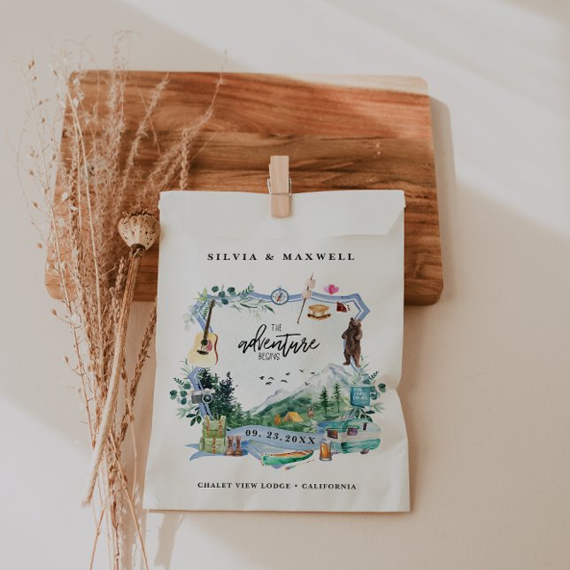 Rustic Forest Mountain | Camping Wedding Crest Favour Bag (Creator Uploaded)