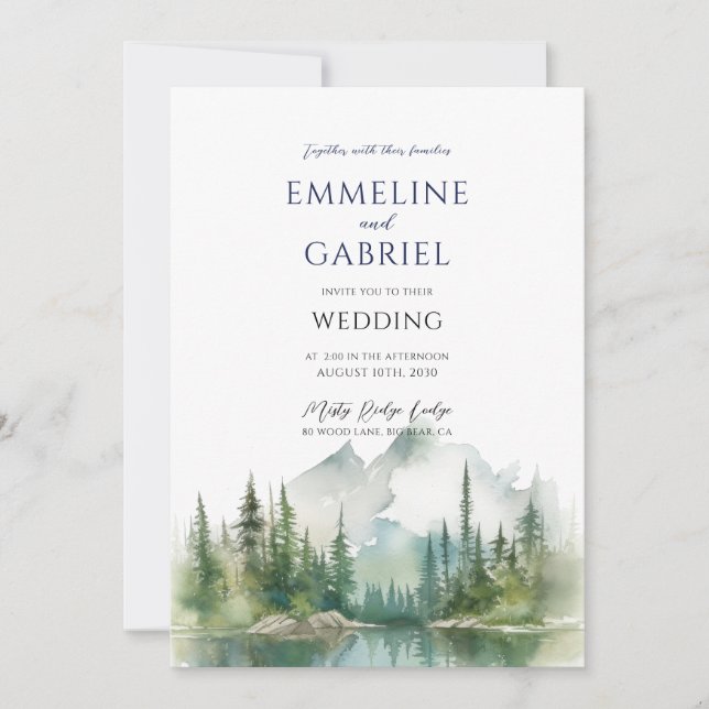 Rustic Forest Mountain Invitation (Front)