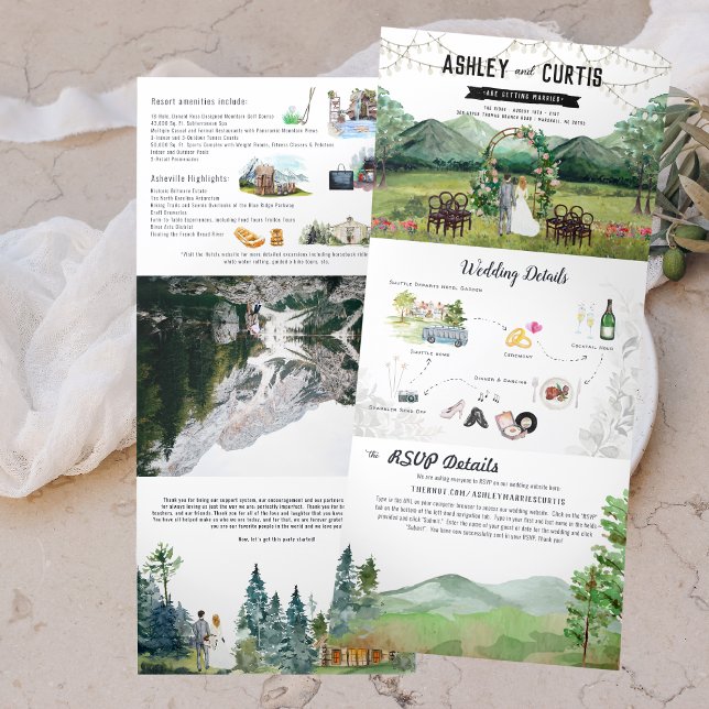 Rustic Forest Mountain Wedding Tri-Fold Invitation (Creator Uploaded)