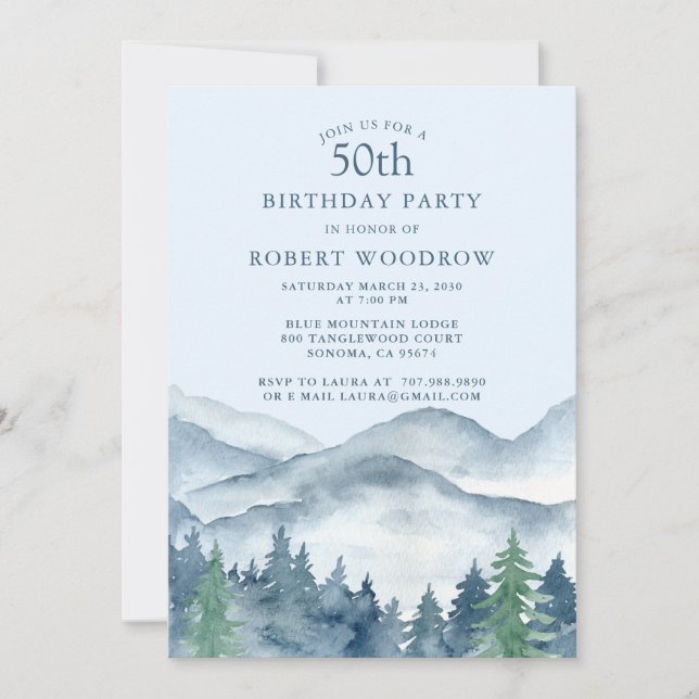Rustic Forest Mountains 50th birthday Party Invitation (Front)