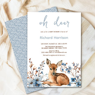 Rustic forest Oh deer cute baby shower invitation