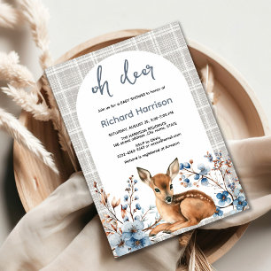 Rustic forest Oh deer cute baby shower invitation