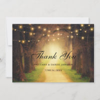 Rustic Forest Path Wood String Lights Wedding