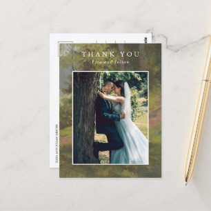 Rustic Forest Photo Elegant Wedding Thank You Postcard