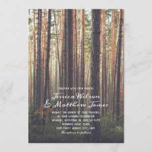 Rustic Forest Pine Trees Fall Country Wedding Invitation