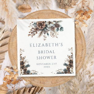 Rustic Forest Pinecones Floral Bridal Shower Napkin