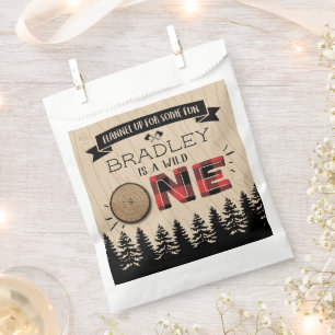 Rustic Forest Plaid Lumberjack Boys 1st Birthday Favour Bag