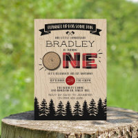 Rustic Forest Plaid Lumberjack Boys 1st Birthday