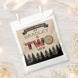 Rustic Forest Plaid Lumberjack Boys 2nd Birthday Favour Bag