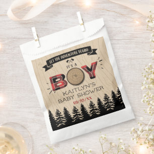 Rustic Forest Plaid Lumberjack Boys Baby Shower Favour Bag