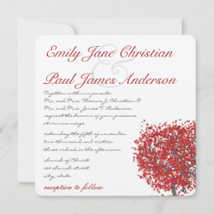 Rustic Forest Red Tree Wedding Invitation
