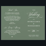 Rustic Forest Sage Green, Foldable Wedding Program<br><div class="desc">This is the foldable wedding ceremony program card, in classic rustic sage green themed. It is designed with scroll accent that can be personalised with custom/ personalised text for your bridal party, ceremony details, memorial notes and thank you message. ** Note: these text weight paper programs arrive flat and require...</div>