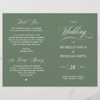 Rustic Forest Sage Green, Foldable Wedding Program