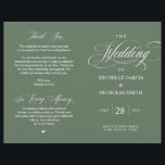 Rustic Forest Sage Green, Foldable Wedding Program<br><div class="desc">This is the foldable wedding ceremony program card, in classic rustic sage green themed. It is designed with scroll accent that can be personalised with custom/ personalised text for your bridal party, ceremony details, memorial notes and thank you message. ** Note: these text weight paper programs arrive flat and require...</div>