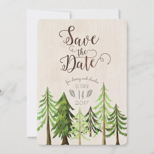 Rustic Forest Save the Dates Date (Front)