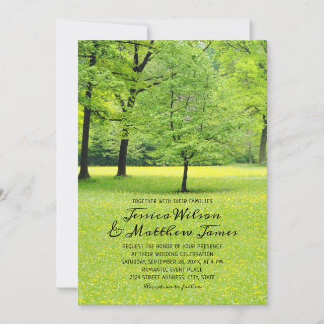 Rustic Forest Spring Tree Greenery Country Wedding Invitation (Front)