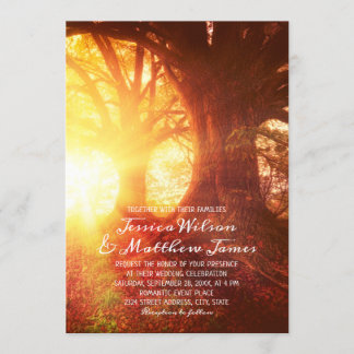 Rustic Forest Sunset Tree Country Summer Wedding Invitation