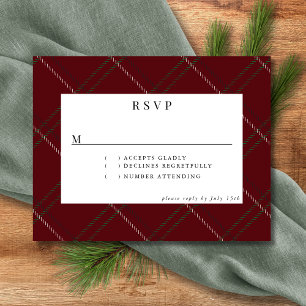Rustic Forest Tartan Plaid Red Black Green White RSVP Card