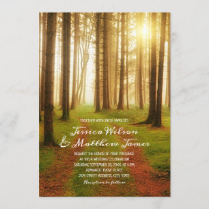 Rustic Forest Tree Path Sun Summer Country Wedding Invitation