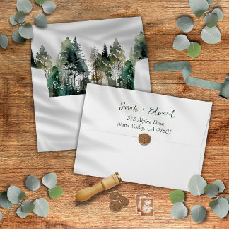 Rustic Forest Watercolor Wedding  Envelope