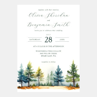 Rustic Forest Watercolor Wedding  Invitation