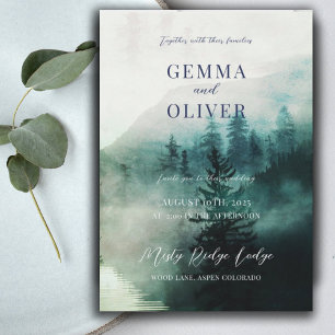 Rustic Forest Watercolor Wedding Invitation