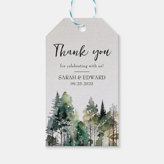 Rustic Forest Wedding Favour Tags (Front)