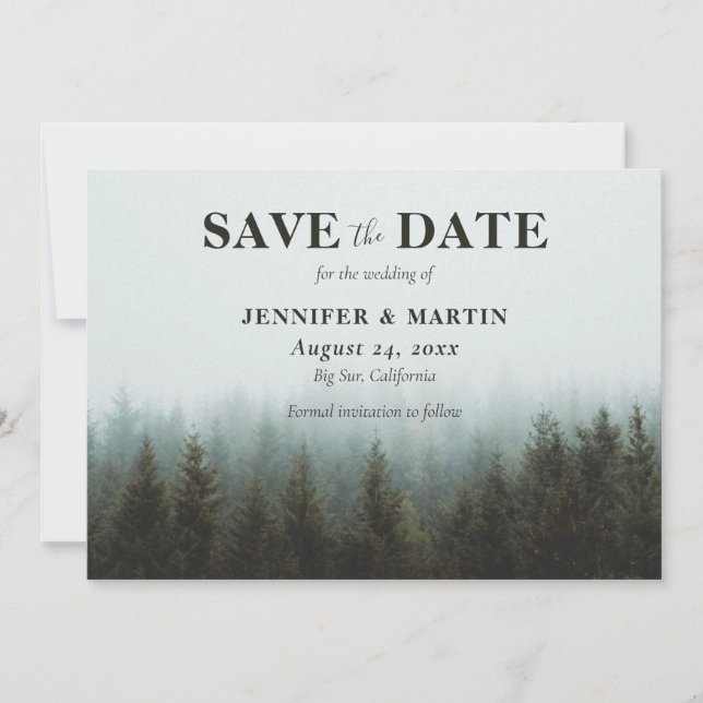 Rustic Forest Wedding Save The Date Cards (Front)
