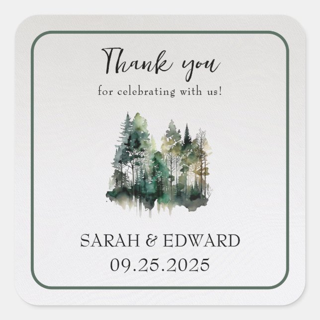 Rustic Forest Wedding Thank You Stickers (Front)