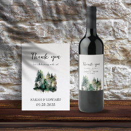 Rustic Forest Wedding Wine Label