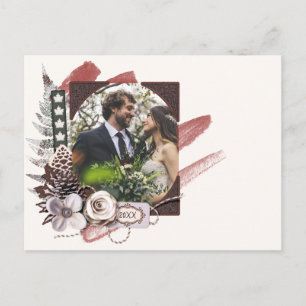 Rustic Forest Winter Wedding Photo Thank You Card