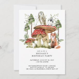 Rustic Forest Woodland Animals Boy Birthday Invitation