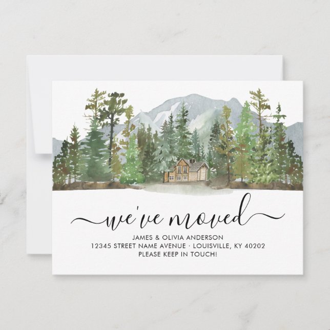 Rustic Forest Woods We've Moved New Home Moving Announcement (Front)