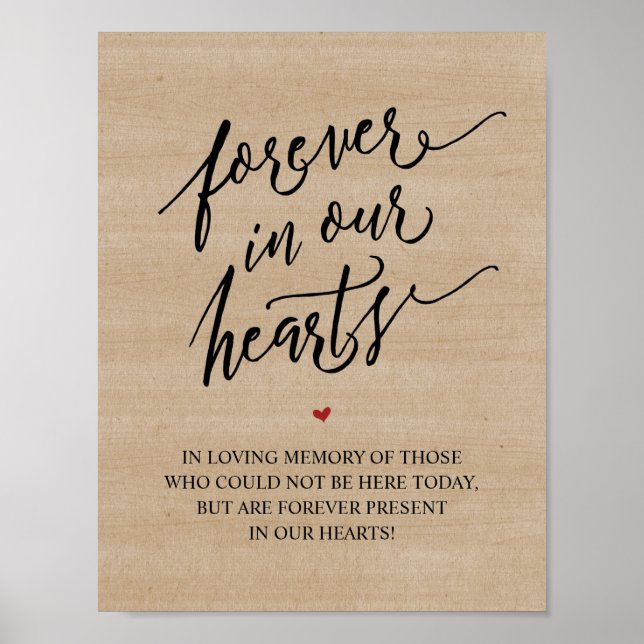Rustic Forever In Our Hearts Memorial Sign (Front)