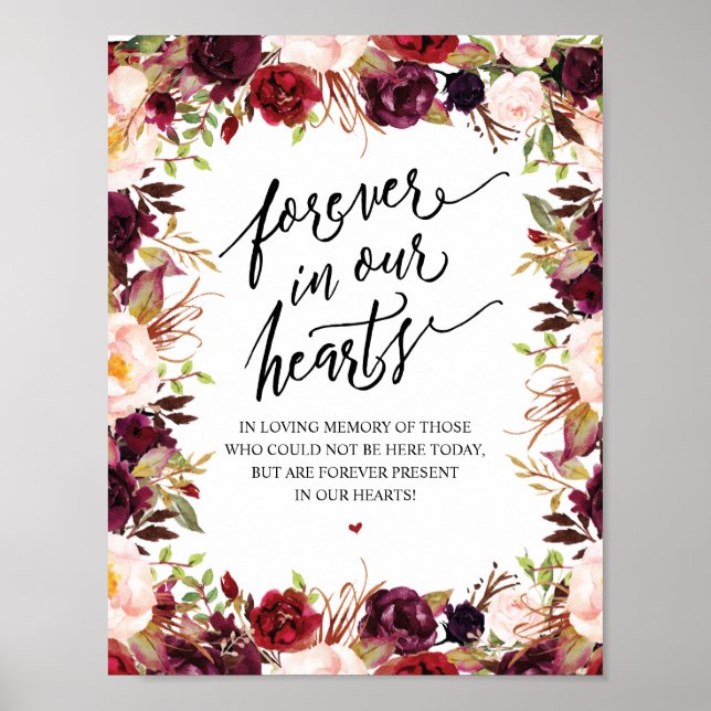 Rustic Forever In Our Hearts Memorial Sign (Front)