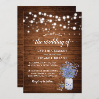 Rustic Forget Me Not Lights Wedding Invitation