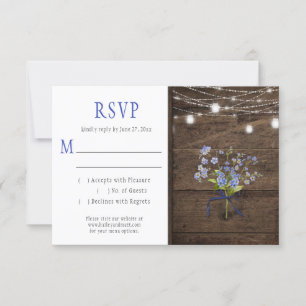 Rustic Forget-Me-Nots Mason Jar String Lights RSVP Card