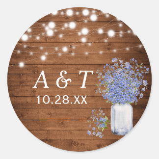 Rustic Forget Not Me Lights Classic Round Sticker