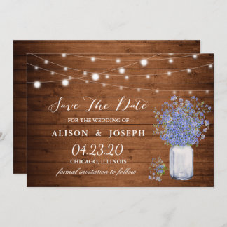 Rustic Forget Not Me Lights Wedding Save The Date
