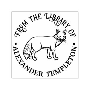 Rustic Fox Outline “From the Library of” Book Name Self-inking Stamp