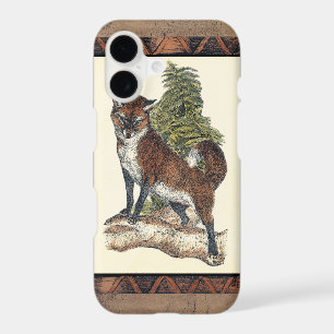 Rustic Fox Stepping on a Tree Trunk