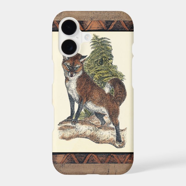 Rustic Fox Stepping on a Tree Trunk (Back)