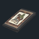 Rustic Fox Stepping on a Tree Trunk Tri-fold Wallet<br><div class="desc">This rustic print illustrates a fox in front of a pine tree. The colours are in the soft pastel range and the framing of the picture has traditional motives in the brown gama. This designs would be a perfect addition to your country house decoration.</div>
