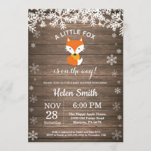 Rustic Fox Winter Baby Shower Invitation